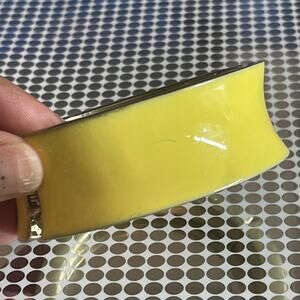 Vintage Metal Yellow Hinged Heavy Bangle Bracelet Gold Trim B#18